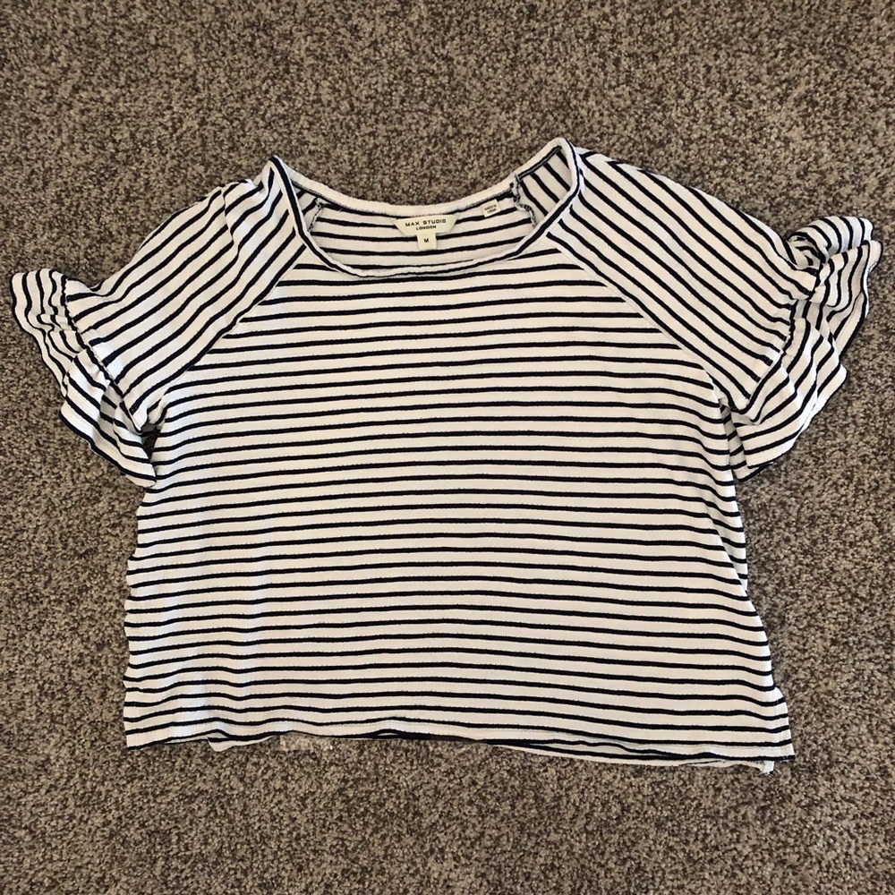 Women’s Max Studio Medium Flutter Sleeve Stripe Top